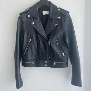 Sandro Black Leather Biker Jacket